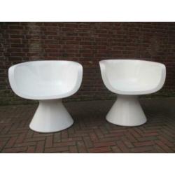 Zanotta Italy wit kunststof space age design fauteuil retro