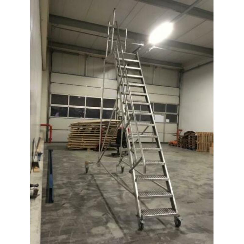 Aluminium verrijdbare magazijntrap bordes bordestrap trap
