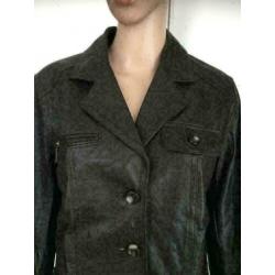 C1082 bruin echt-leren jasje blazer jas Maat L=40/42 leer