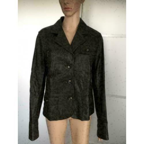 C1082 bruin echt-leren jasje blazer jas Maat L=40/42 leer