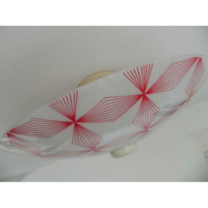 Lamp, plafondlamp, sixties plafonnière (glas)