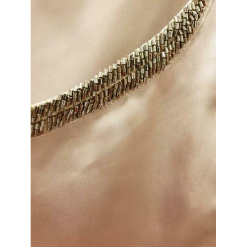 Beige/ bruine glans top met kraaltjes van Steps maat S