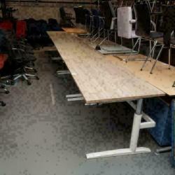 Prachtige slingerbureau's 160x80 cm met eiken blad wit frame