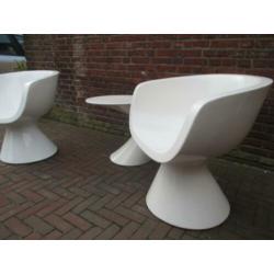 Zanotta Italy wit kunststof space age design fauteuil retro