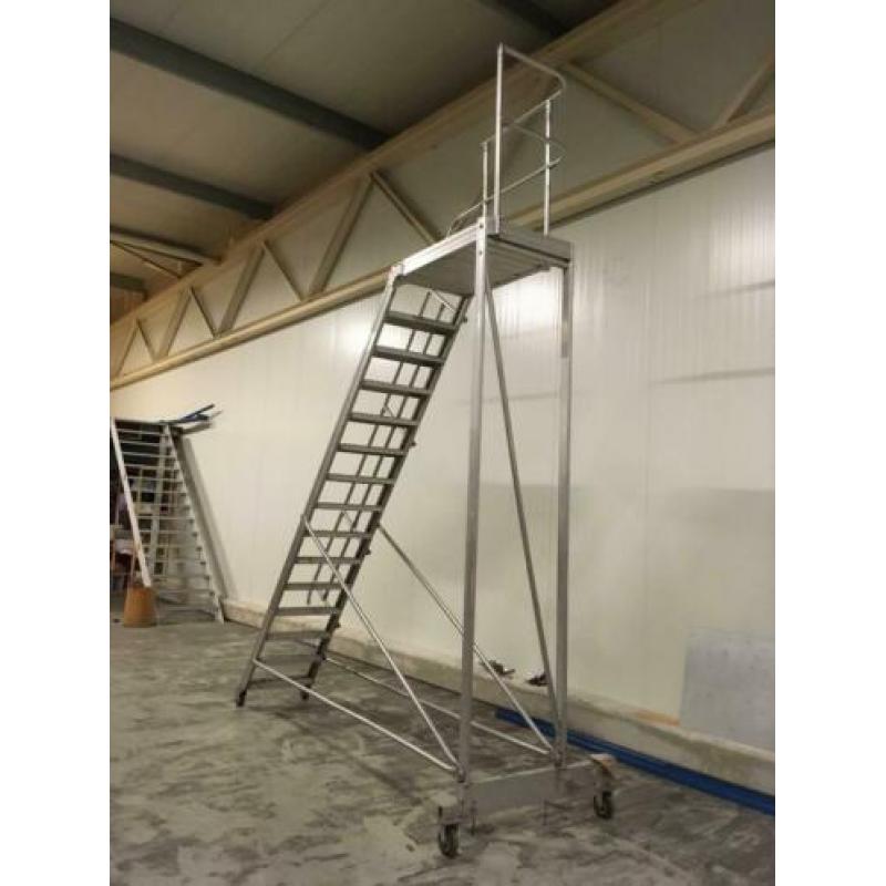 Aluminium verrijdbare magazijntrap bordes bordestrap trap