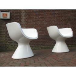 Zanotta Italy wit kunststof space age design fauteuil retro