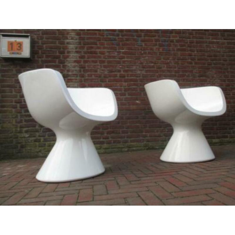 Zanotta Italy wit kunststof space age design fauteuil retro