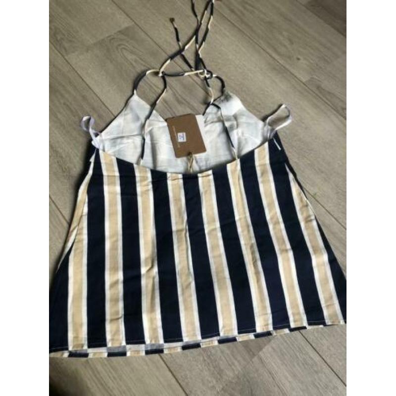 Nieuw: Saboskirt top blauw beige gestreept maat XS Zara H&M