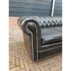 Zwarte leren Chesterfield bank Rofra style
