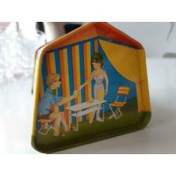 Geel camping blikje / spaarpot