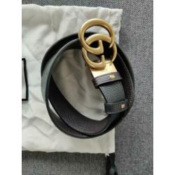 Gucci damesriem, zwart leer, dubbele 'G' gesp