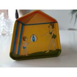 Geel camping blikje / spaarpot