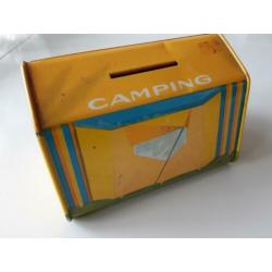 Geel camping blikje / spaarpot