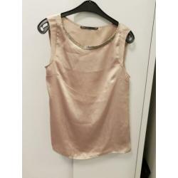 Beige/ bruine glans top met kraaltjes van Steps maat S