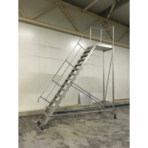 Aluminium verrijdbare magazijntrap bordes bordestrap trap