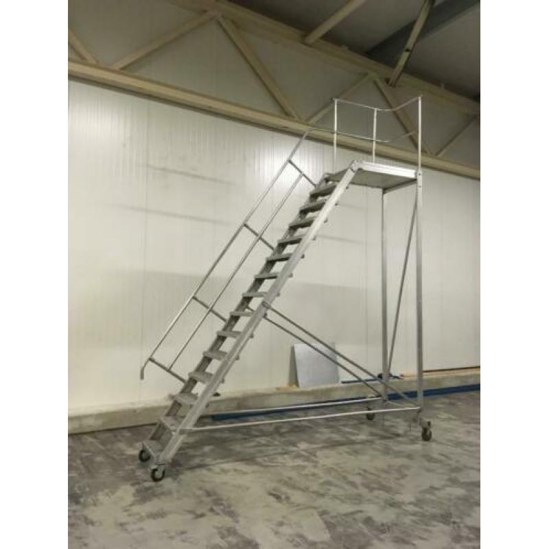 Aluminium verrijdbare magazijntrap bordes bordestrap trap