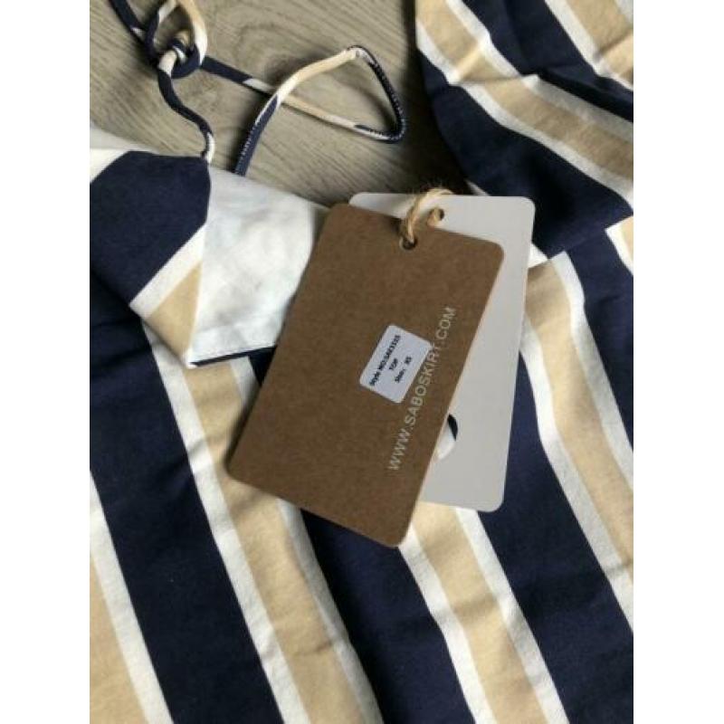 Nieuw: Saboskirt top blauw beige gestreept maat XS Zara H&M