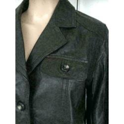 C1082 bruin echt-leren jasje blazer jas Maat L=40/42 leer