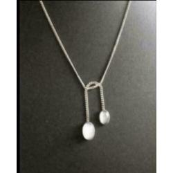 Zilveren ketting met MELKGAS hangertjes