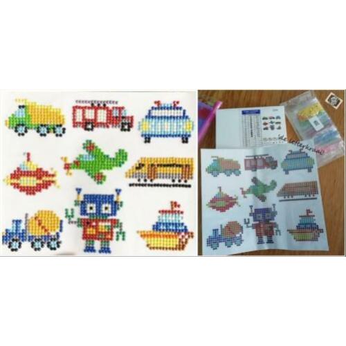 Diamond painting 6 of 8 STICKERS set oa dieren/ voertuigen