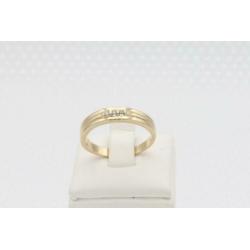 14 Karaat. Gouden ring met diamanten.Maat:17.2. Nr:2020/133.