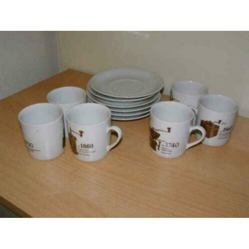 Zes koffiekopjes met molens (A18 2985)