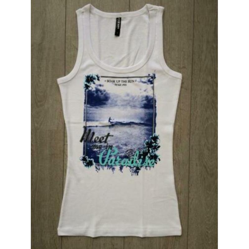 NIEUW COLOURS OF THE WORLD wit / blauw hemdje, mt S