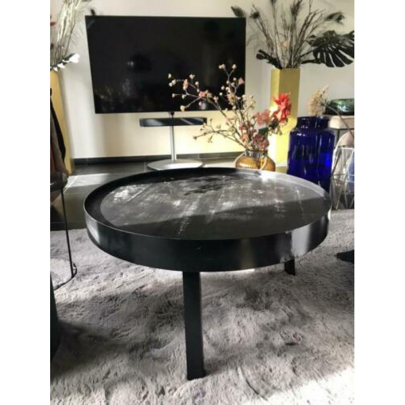 Salontafel zwart hout metaal