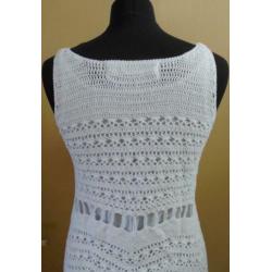 Handmade Zara knitwear jurkje wit Ibizstyle 100% Cotton