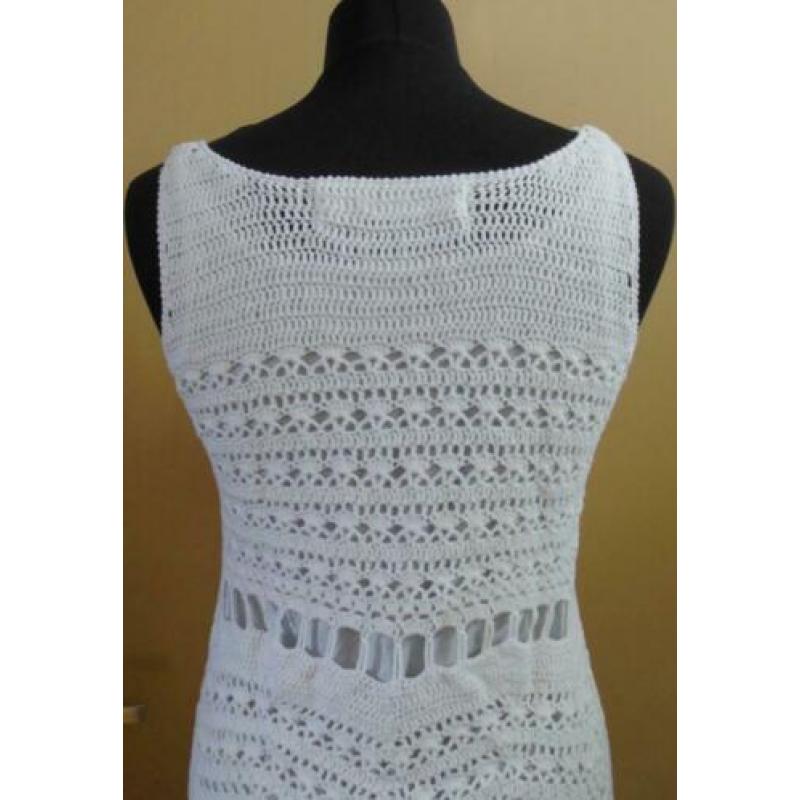 Handmade Zara knitwear jurkje wit Ibizstyle 100% Cotton