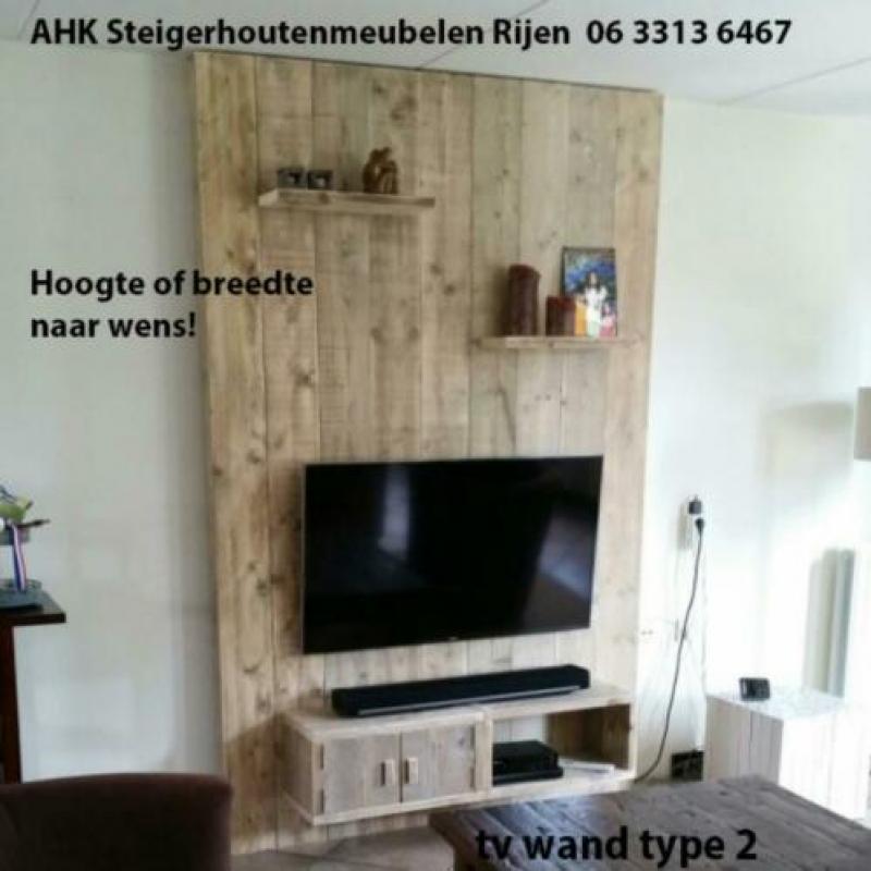 TV Wanden op maat van echt gebruikt steigerhout!