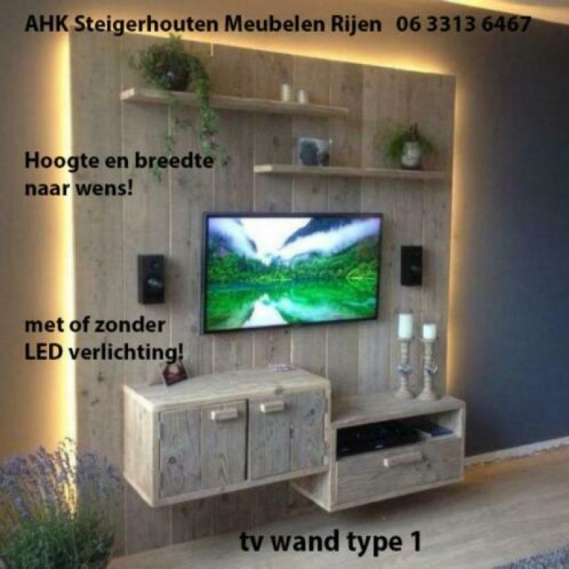TV Wanden op maat van echt gebruikt steigerhout!