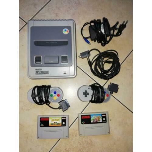 Super nintendo SNES met Mario kart en Mario all stars