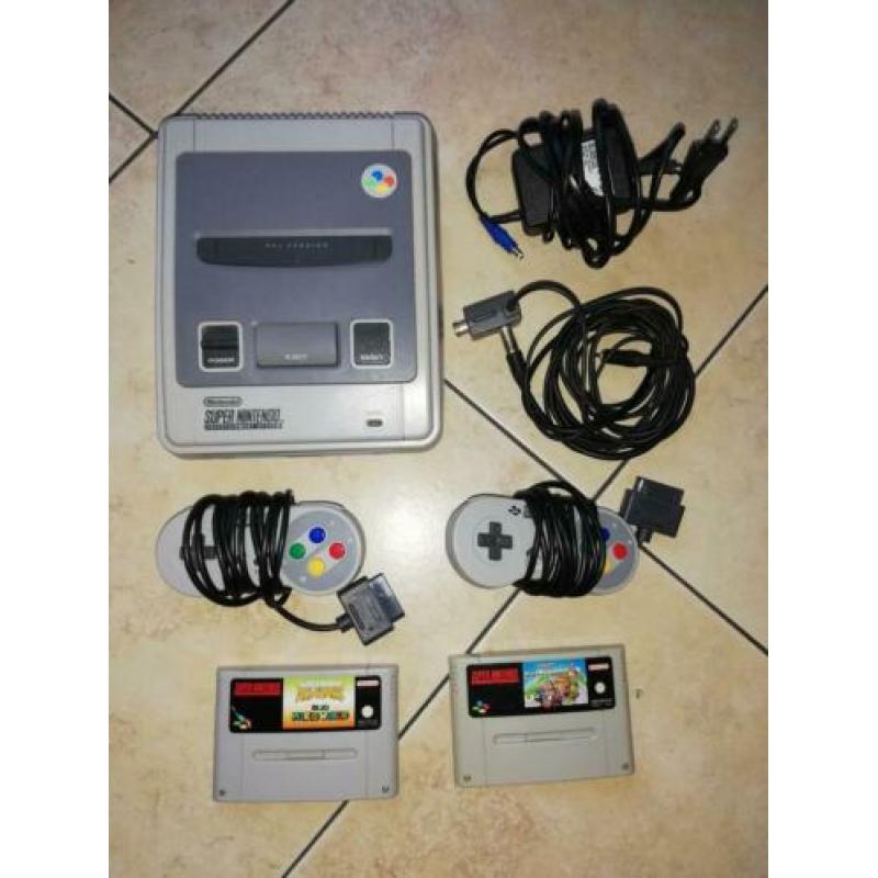 Super nintendo SNES met Mario kart en Mario all stars
