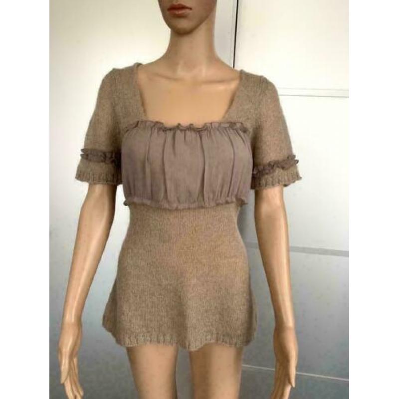 D989 Nieuw GIOVANE: maat L=42/44 beige mohair top truitje