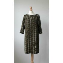 Steps - schitterende retro look jurk / groen print / maat M