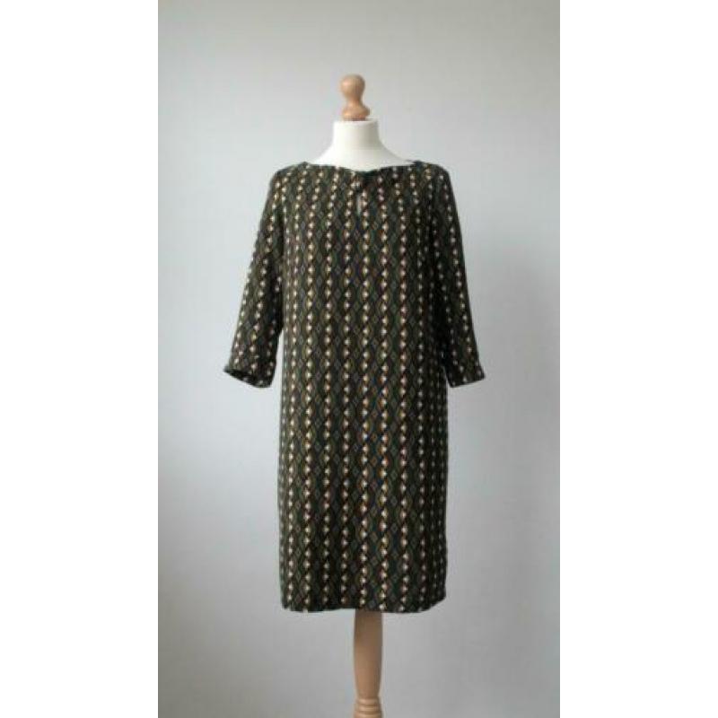 Steps - schitterende retro look jurk / groen print / maat M