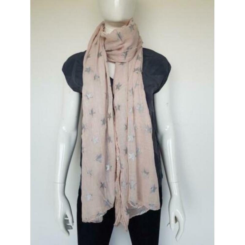 Shawl Black Lily. Mintgroen/zilveren sterretjes.