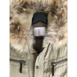 Iceberg beige winterjas met bontkraag
