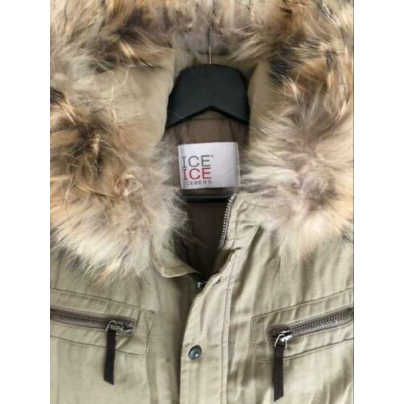 Iceberg beige winterjas met bontkraag