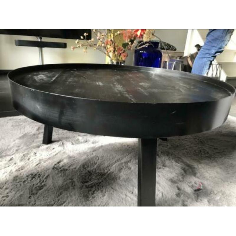 Salontafel zwart hout metaal
