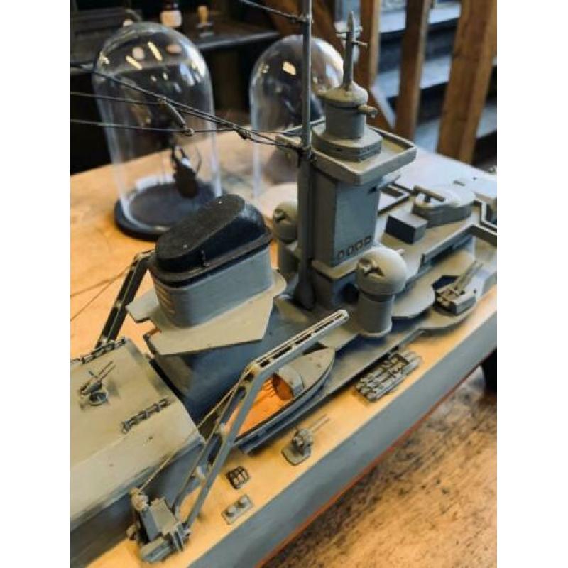 Modelschip hout, uniek, Kriegsmarine WW2, Blücher
