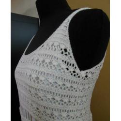 Handmade Zara knitwear jurkje wit Ibizstyle 100% Cotton