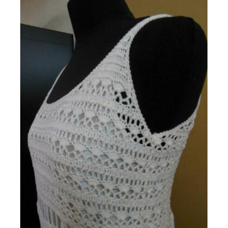 Handmade Zara knitwear jurkje wit Ibizstyle 100% Cotton