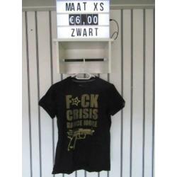 Zwart heren shirt Coolcat met print maat XS