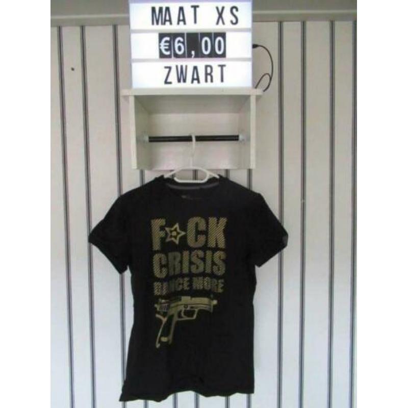 Zwart heren shirt Coolcat met print maat XS