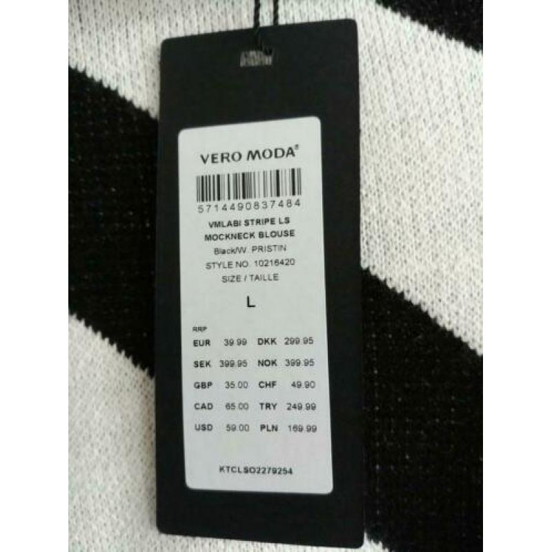 Vero Moda trui zwart/wit maat L. Nieuw!