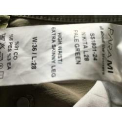 Para mi jeans, olijf groen, maat 36 lengte 28