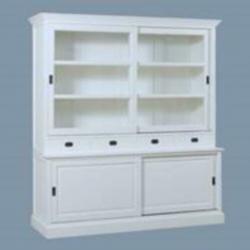 Landelijke buffet-Vitrinekast schuifdeur 210cm br.wit actie