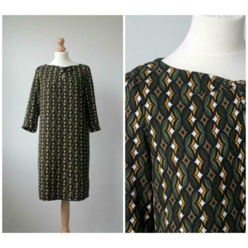 Steps - schitterende retro look jurk / groen print / maat M